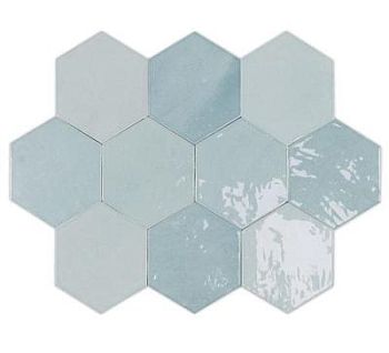 Zellige Hexa Aqua 10.8x12.4