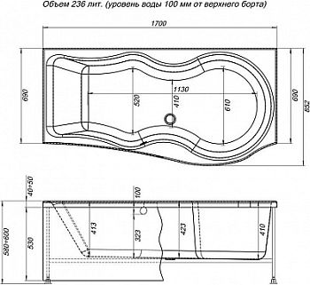 Фронтальная панель для ванны Aquanet Nicol 170 R