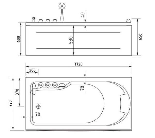 Акриловая ванна Gemy G9006-1.7 B L