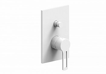 Смеситель встраиваемый для душа на 2 выхода с накладкой нерж сталь 120х190мм.девиатор-кнопка, Белый матовый