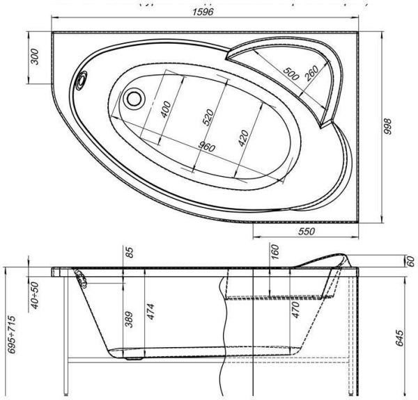 Акриловая ванна Aquanet Sarezo 160x100 R Акриловая ванна Aquanet Sarezo 160x100 R