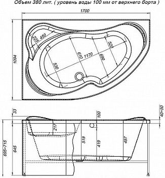 Акриловая ванна Aquanet Capri 170x110 L