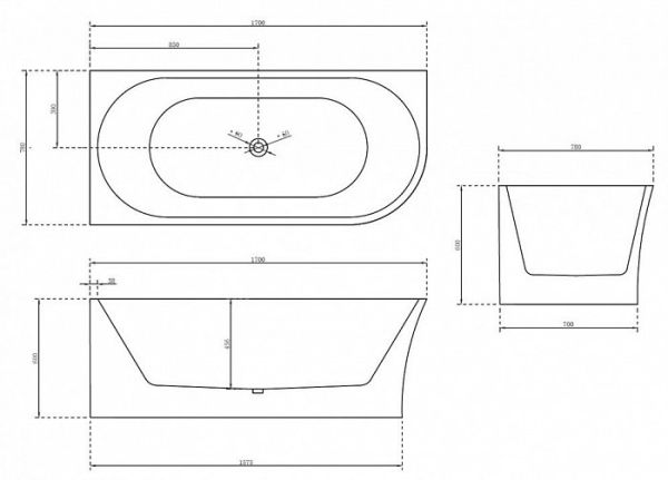 Акриловая ванна Abber AB9257 L