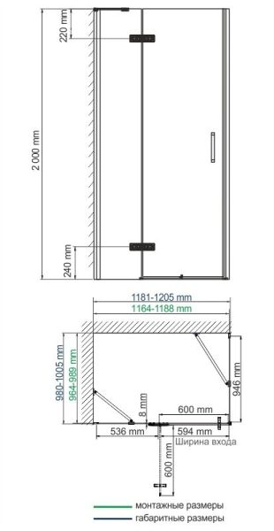 Душевой уголок Wasserkraft Aller 10H10BLACK MATT прямоугольный 100 см Душевой уголок Wasserkraft Aller 10H10BLACK MATT прямоугольный 100 см