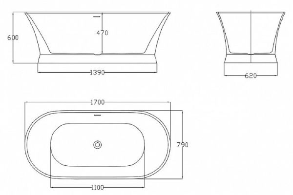Акриловая ванна BelBagno BB402-1700-790, 170x80 см