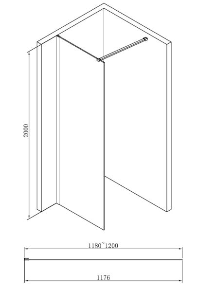 Душевая перегородка ABBER Immer Offen AG61120B Душевая перегородка ABBER Immer Offen AG61120B