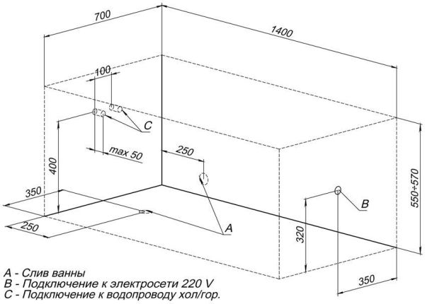 Акриловая ванна Aquanet Dali 140x70 Акриловая ванна Aquanet Dali 140x70