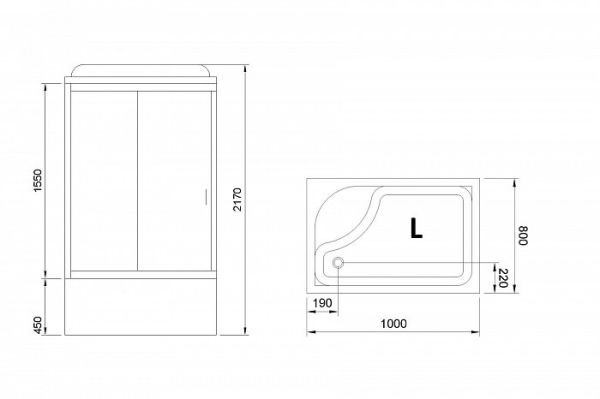 Душевая кабина Royal Bath RB 8100BP1-T-CH (прозрачное) L