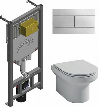 Комплект Jacob Delafon Elite,подвесной унитаз + инсталляция с кнопкой хром, сиденье тонкое микролифт (E29025+ EDX114RU+ E4316)