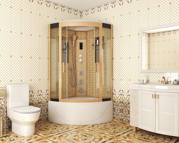 Душевая кабина Niagara NG-7790G 90x90 см с гидромассажем стенки золото