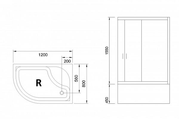 Душевой уголок Royal Bath 8120BK-C матовое правый