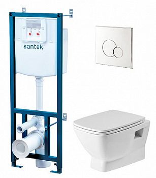 Комплект унитаз с инсталляцией Santek Нео Пэк, 1WH501572 + сиденье + панель хром