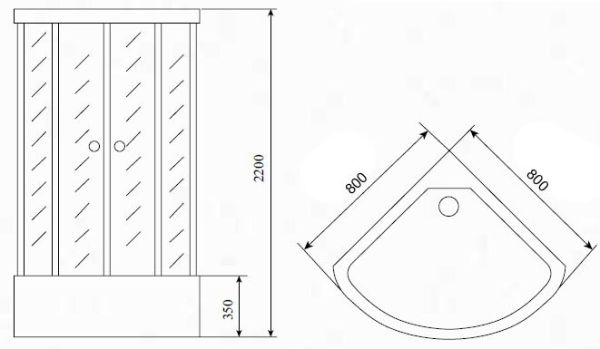 Душевая кабина Timo Lux Т-7780 80x80 см