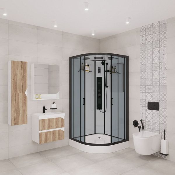 Душевая кабина Niagara Premium NG-6902-01G BLACK 100х100х210 стекло тонированное