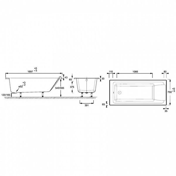 Акриловая ванна Jacob Delafon Sofa E60515RU-01 170x75 см