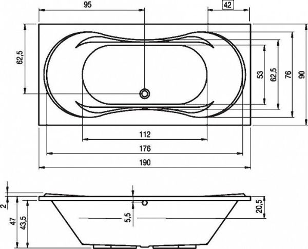 Акриловая ванна Riho Supreme 190 см