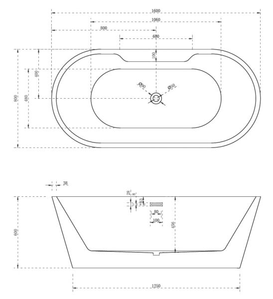Акриловая ванна ABBER AB9299-1.6 Акриловая ванна ABBER AB9299-1.6