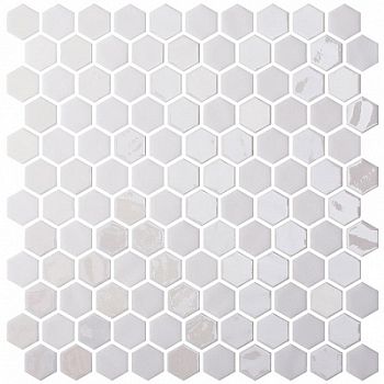 Мозаика Hex Stoneglass Blends Opalo White 30.1x29