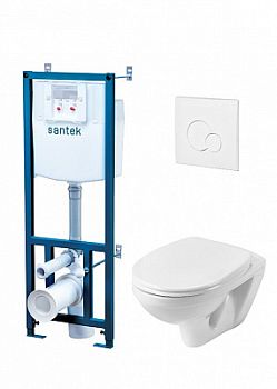 Комплект унитаз с инсталляцией Santek Бореаль Пэк, 1WH302464 + сиденье + белая панель