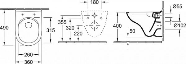 Унитаз подвесной Villeroy & Boch O.novo 5688HR01 безободковый с сиденьем Soft-Close альпийский белый