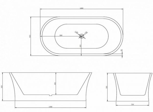 Акриловая ванна Abber 160x80x60 AB9201