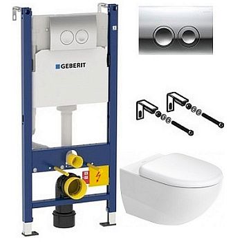 Комплект Duravit Architec Rimless 45720900A1 подвесной унитаз + инсталляция 458.124.21.1 + кнопка