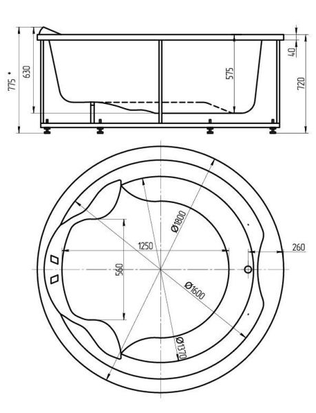 Акриловая ванна Aquatek Аура 180 см на объемном каркасе