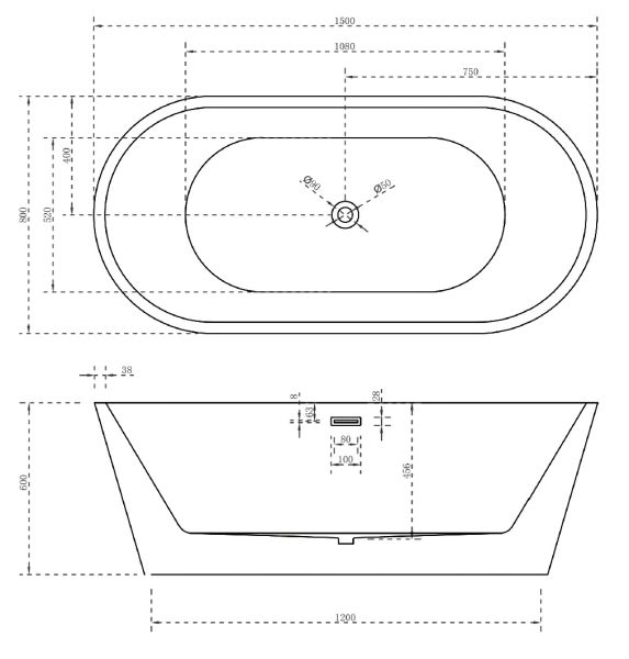 Акриловая ванна ABBER AB9203-1.5 Акриловая ванна ABBER AB9203-1.5