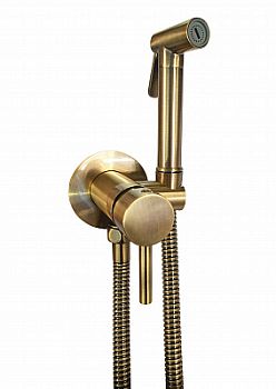 Set гигиен. Душа TWEET ROUND MIX душ и держатель из металла, шланг металл 1200мм, co СМЕСИТЕЛЕМ, цвет бронза