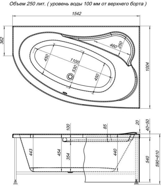 Фронтальная панель для ванны Aquanet Luna 150 R