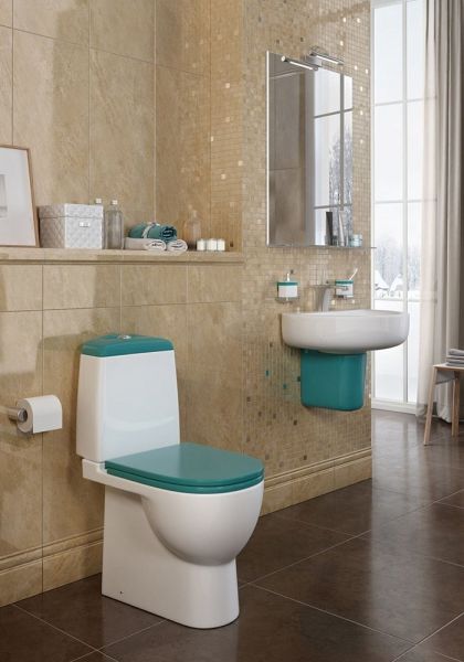 Унитаз-компакт Sanita luxe Best Color сиденье дюропласт soft close бирюзовое