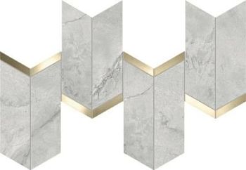 Grey Cloud Mosaico Chevron Lappato 19.2x46.3