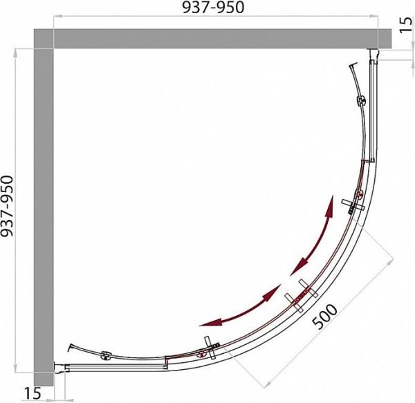 Душевой уголок BelBagno Uno R 2 95 P Cr