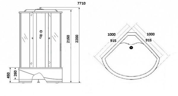 Душевая кабина Niagara NG-7710W 100x100 см с гидромассажем стенки белые