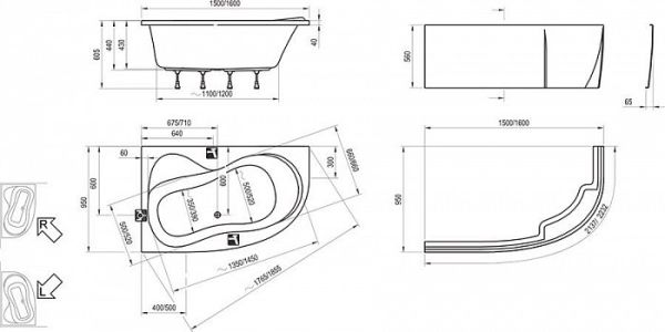 Акриловая ванна Ravak ROSA 150x95 см L