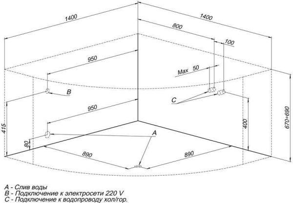Акриловая ванна Aquanet Palau 140x140