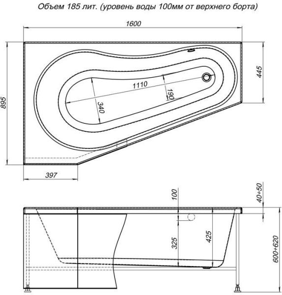 Фронтальная панель для ванны Aquanet Brize 160