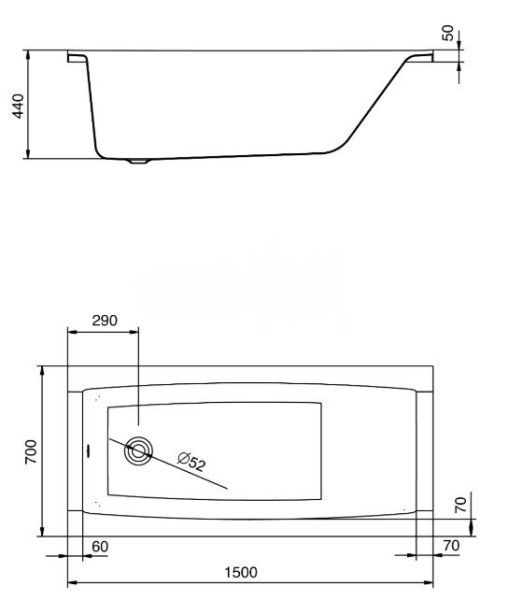 Акриловая ванна Santek Санторини 150х70 см Акриловая ванна Santek Санторини 150х70 см