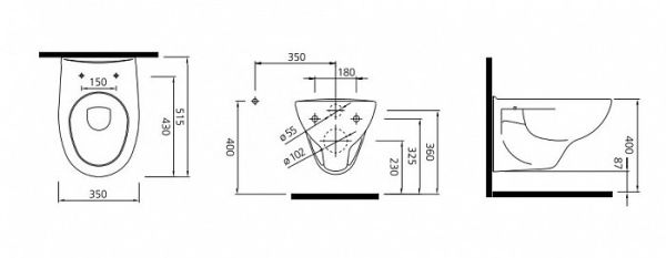 Унитаз подвесной Kale Optimum безободковый с сиденьем микролифт