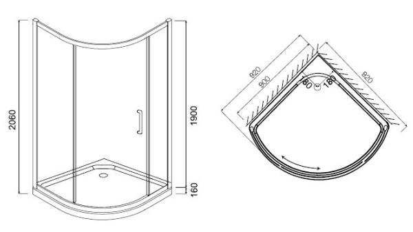Душевой уголок Am.Pm Bliss L W53G-315-090MT64 без поддона 90х90 прозрачное стекло