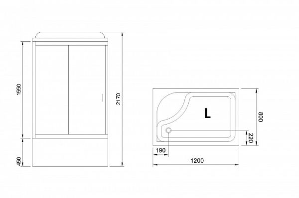 Душевая кабина Royal Bath RB 8120BP2-T-CH (прозрачное) L