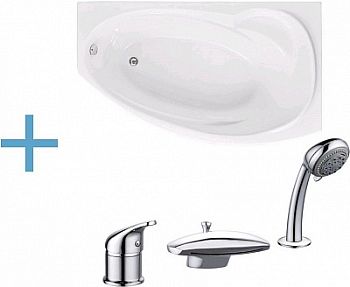 Акриловая ванна Aquanet Jersey 170x90 R (каркас + смеситель Aquanet Practic 2 AF111-63B)