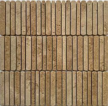 PIX 358 Yellow Travertine, чип 10/12/15*100 мм, сетка 300х305x8 мм, Полированная