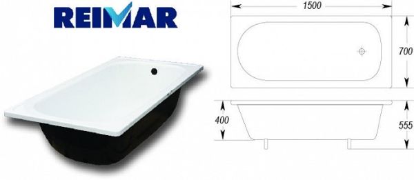Стальная ванна Виз Reimar R-54901 150 см белая орхидея
