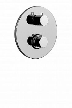 Смеситель термостат встраиваемый для душа 2 выход с накл.металл диам.200мм, девиатор-картридж, 2 положения+стоп, Хром