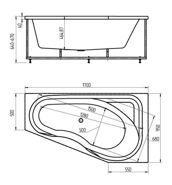 Акриловая ванна Aquatek Медея 170 см R на объемном каркасе