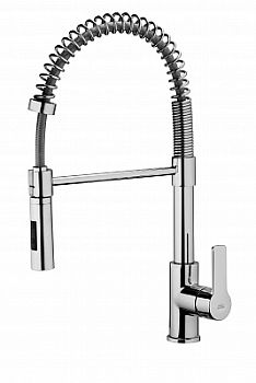 Смеситель для мойки с поворот.изливом и съемным душем на 2 струи из ABS, Хром