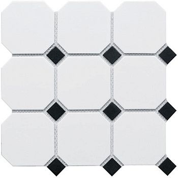 Мозаика Mosaic Octagon Big White-Black Matt 30x30