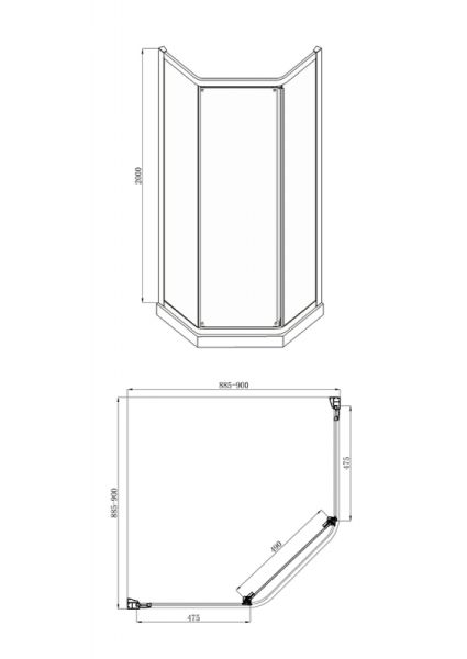 Душевой уголок 900х900х2000 мм Bravat Alfa BS090.6115A