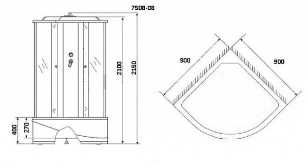 Душевая кабина Niagara Eco NG-7508-08 BLACK 90x90x215 стекло мозаика